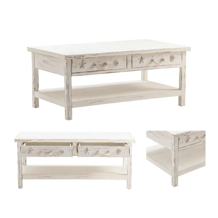 Seaside Coastal Rectangle Solid Wood Coffee Table Crestview Collection