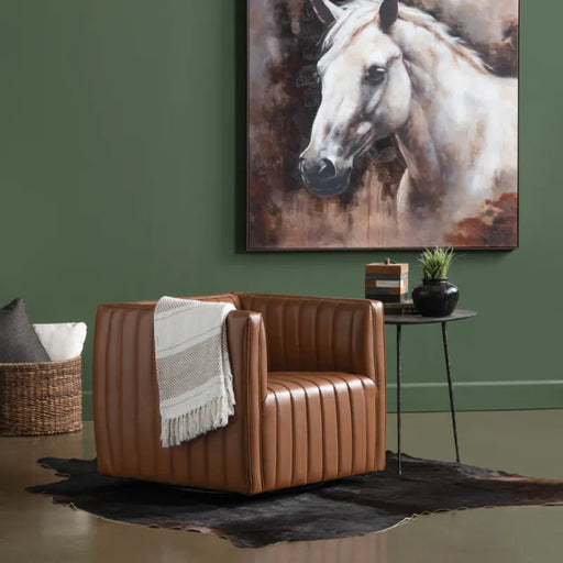 Huxley Swivel Modern Leather Accent Armchair Crestview Collection