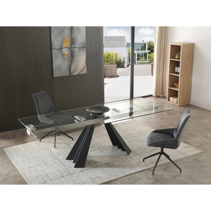 Whiteline Modern Chicago Extendable Dining Table Glass