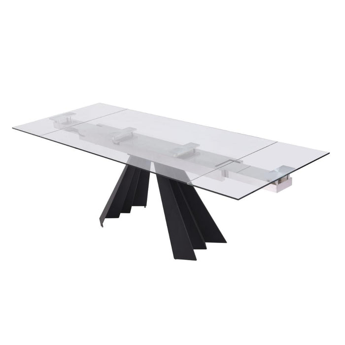 Whiteline Modern Chicago Extendable Dining Table Glass