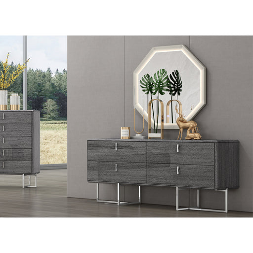 Whiteline Modern Chloe Grey High Gloss Dresser 