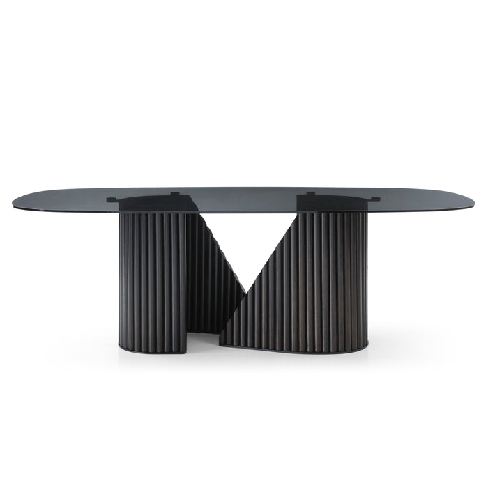 Whiteline Modern Kaya Black Glass Large Dining Table Set