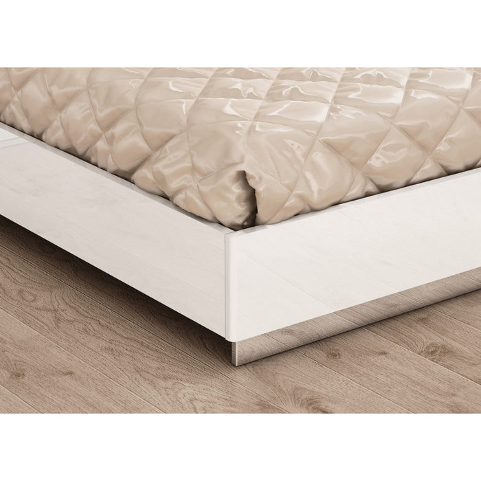 Whiteline Modern Daisy White Queen Size Bed w/ LED Light 