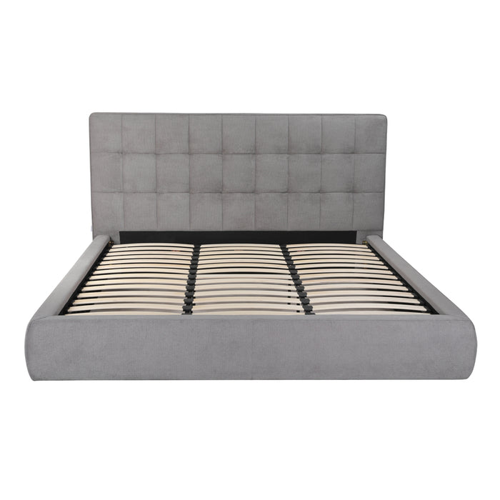 Whiteline Modern Dexter Grey Tufted Fabric Queen Size Bed 