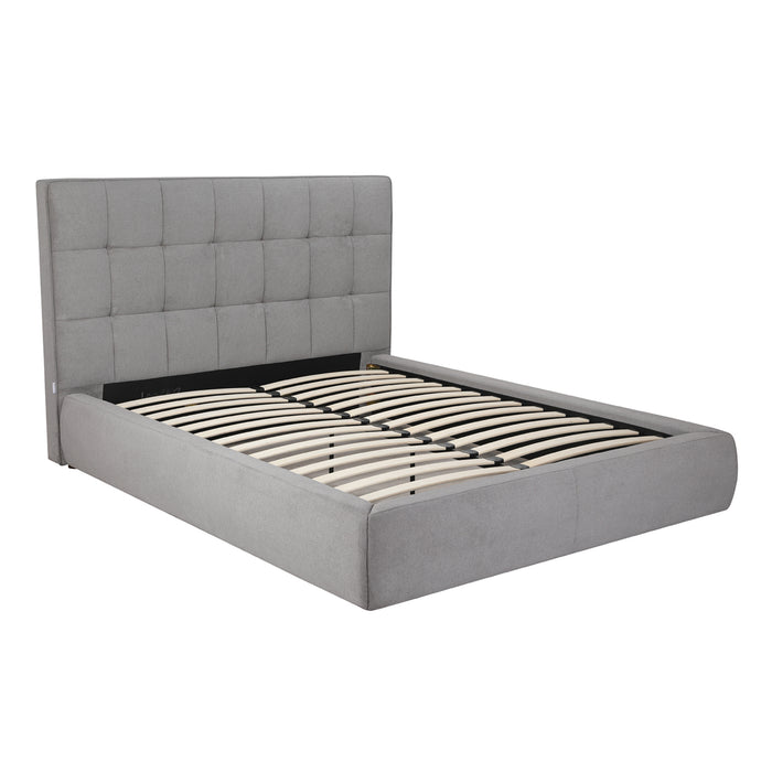 Whiteline Modern Dexter Grey Tufted Fabric Queen Size Bed 