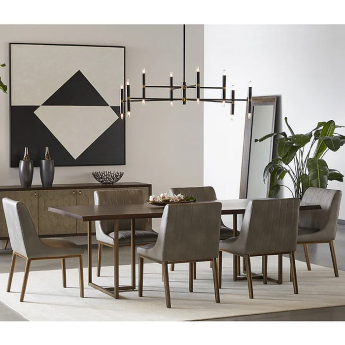Sunpan Donnelly Mid Century Modern Wood Dining Table Set