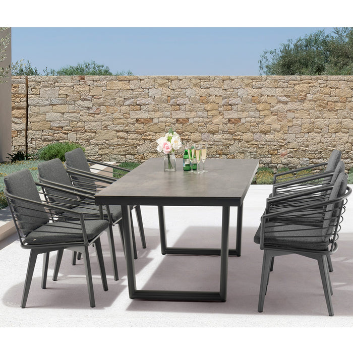 Whiteline Modern Black Doris Modern Outdoor Dining Table Patio Set