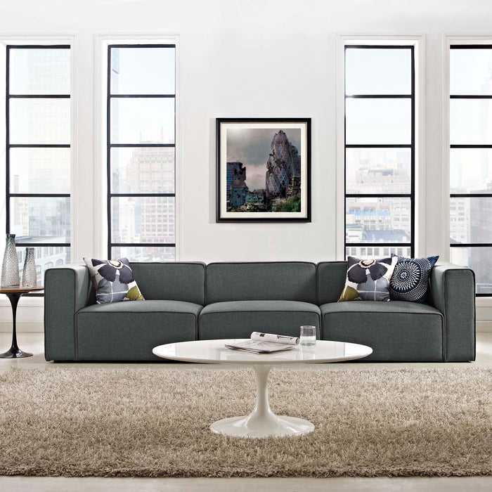 Modway Mingle 3 Piece Upholstered Fabric Sectional Sofa Set