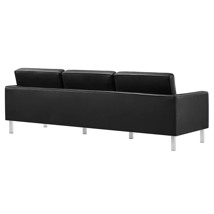 Modway Loft Tufted Vegan Mid-Century Modern Leather Sofa