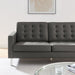 Modway Loft Tufted Vegan Mid-Century Modern Leather Sofa