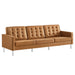 Modway Loft Tufted Vegan Mid-Century Modern Leather Sofa