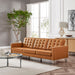 Modway Loft Tufted Vegan Mid-Century Modern Leather Sofa