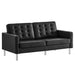 Modway Loft Tufted Vegan Mid-Century Modern Leather Loveseat