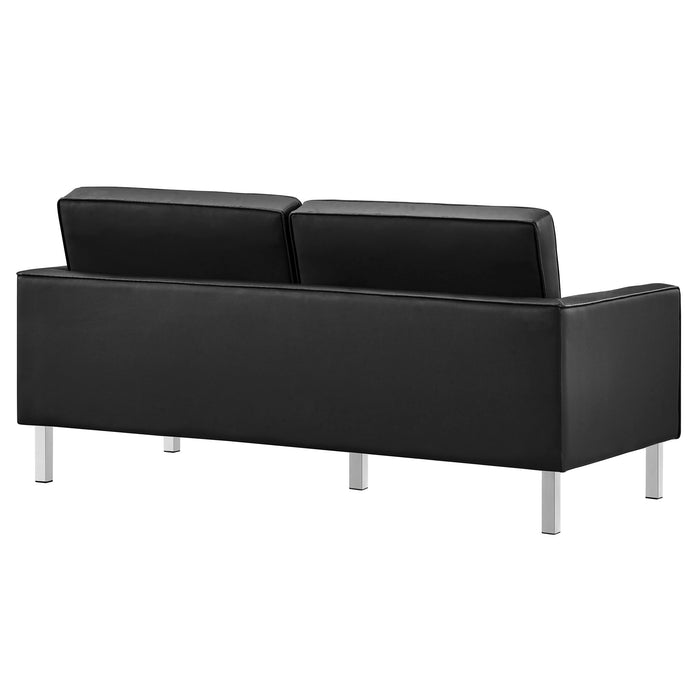 Modway Loft Tufted Vegan Mid-Century Modern Leather Loveseat