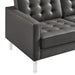 Modway Loft Tufted Vegan Mid-Century Modern Leather Loveseat