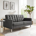 Modway Loft Tufted Vegan Mid-Century Modern Leather Loveseat