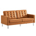 Modway Loft Tufted Vegan Mid-Century Modern Leather Loveseat