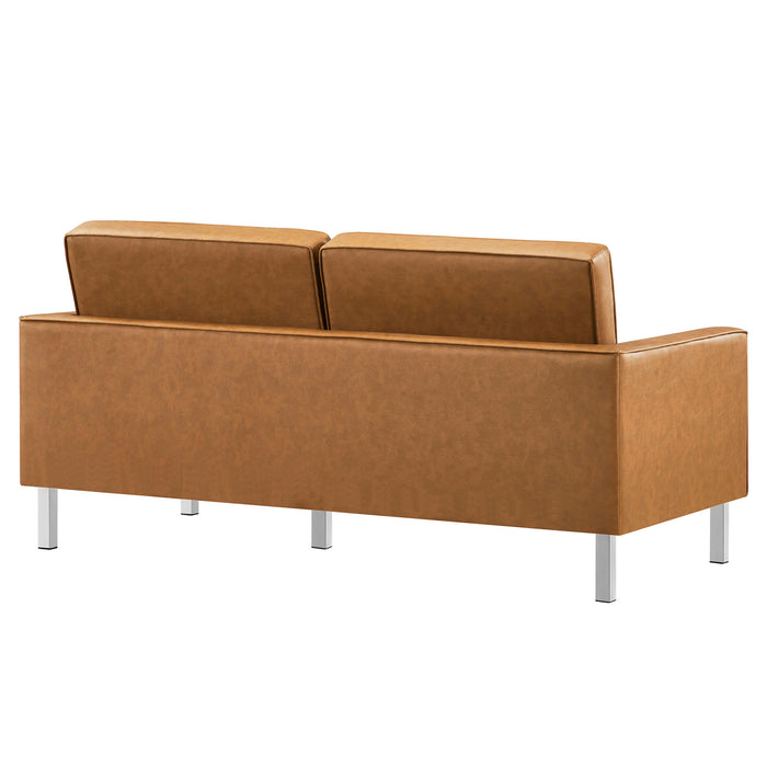 Modway Loft Tufted Vegan Mid-Century Modern Leather Loveseat