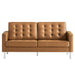 Modway Loft Tufted Vegan Mid-Century Modern Leather Loveseat