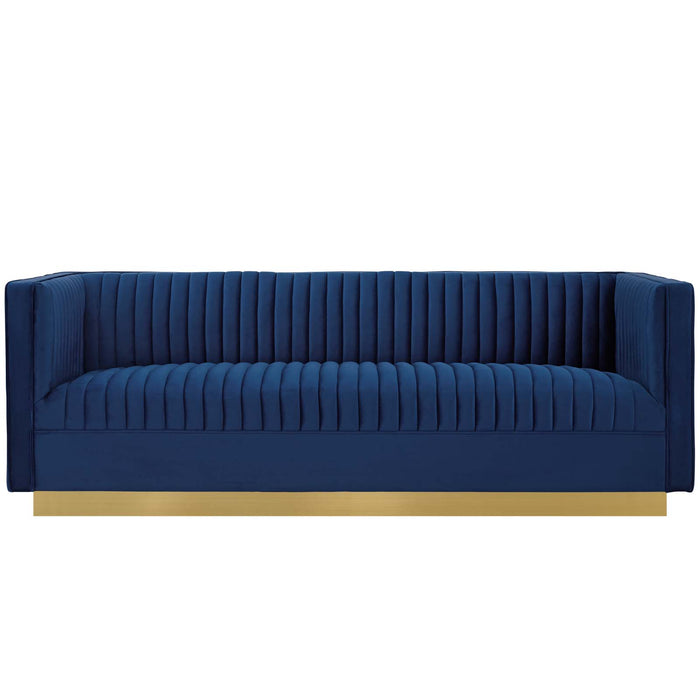 Modway Sanguine Vertical Channel Tufted Modern Velvet Sofa