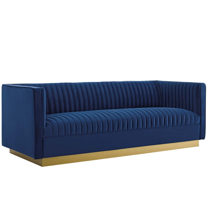 Modway Sanguine Vertical Channel Tufted Modern Velvet Sofa