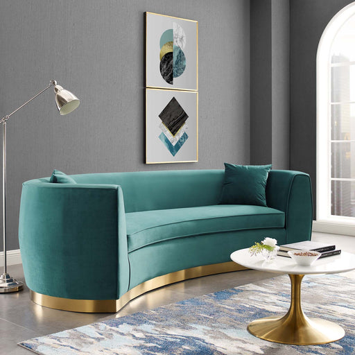 Modway Resolute Curved Mid-Century Modern Velvet Sofa