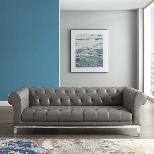 Modway Idyll Tufted Button Upholstered Leather Sofa