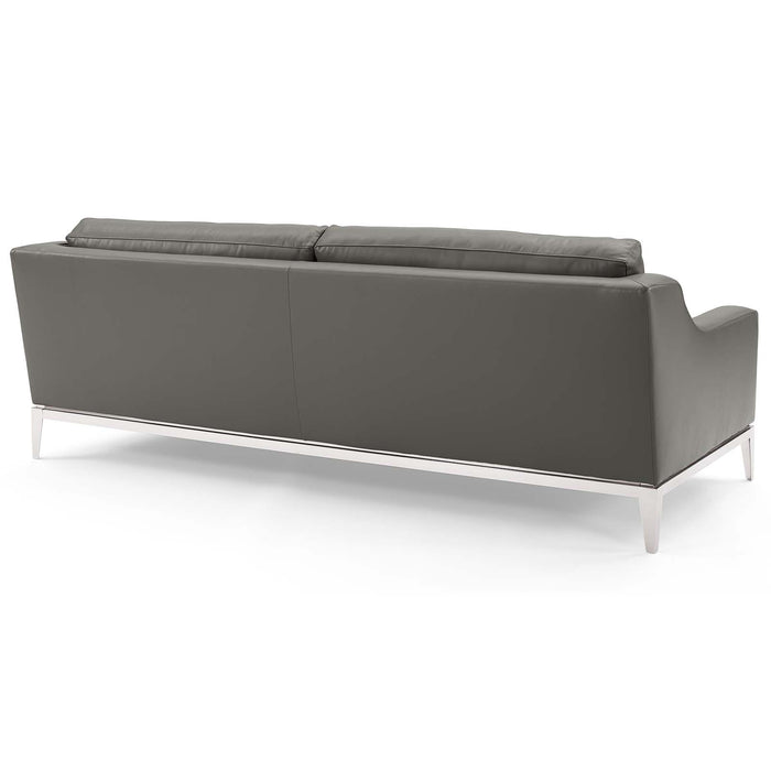 Modway Harness 83.5" Stainless Steel Base Leather Sofa