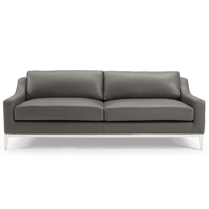 Modway Harness 83.5" Stainless Steel Base Leather Sofa