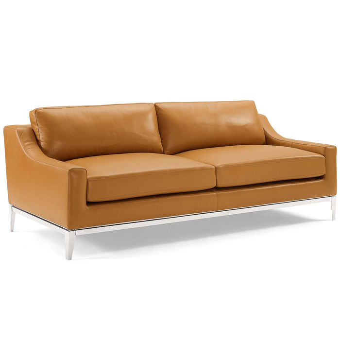 Modway Harness 83.5" Stainless Steel Base Leather Sofa