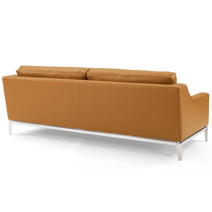 Modway Harness 83.5" Stainless Steel Base Leather Sofa