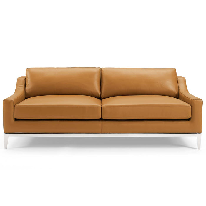 Modway Harness 83.5" Stainless Steel Base Leather Sofa