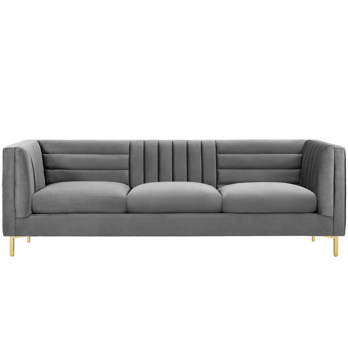 Modway Ingenuity Channel Tufted Retro Modern Velvet Sofa