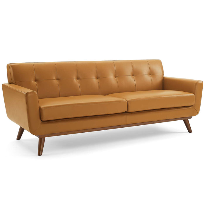 Modway Engage Top-Grain Leather Living Room Lounge Sofa