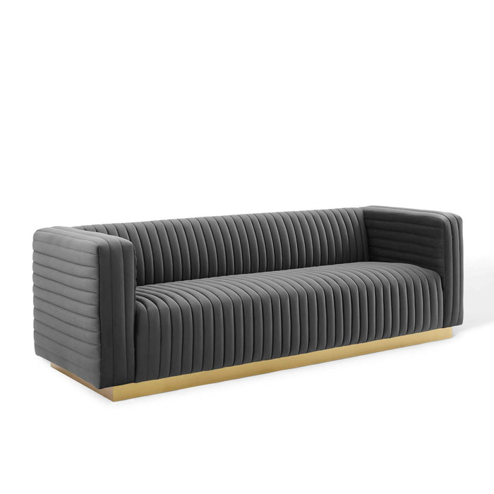 Modway Charisma Channel Tufted Modern Velvet Sof