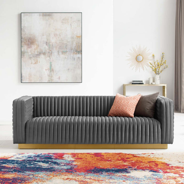 Modway Charisma Channel Tufted Modern Velvet Sof