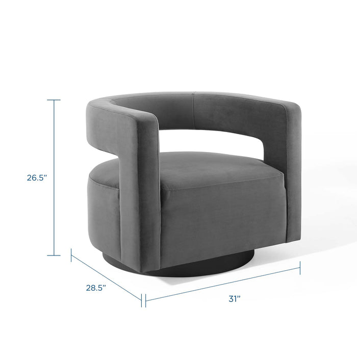 Modway Spin Cutaway Velvet Swivel Accent Armchair