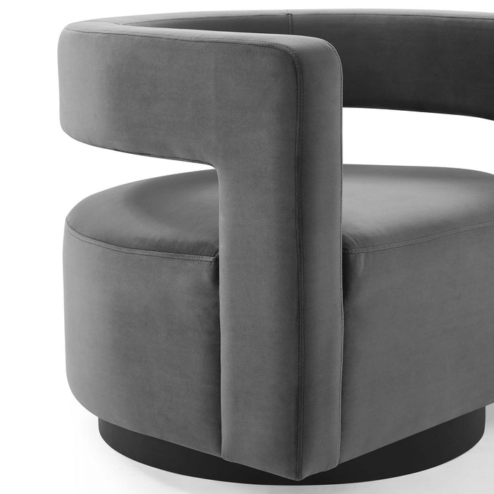 Modway Spin Cutaway Velvet Swivel Accent Armchair