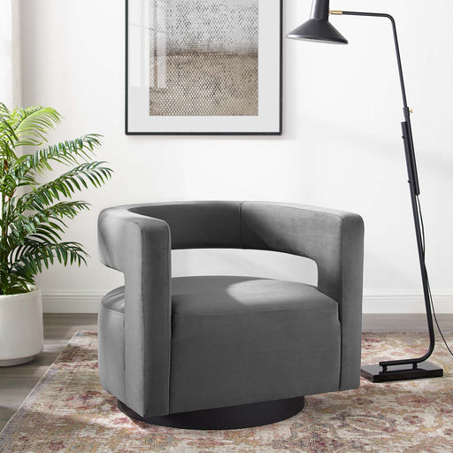 Modway Spin Cutaway Velvet Swivel Accent Armchair