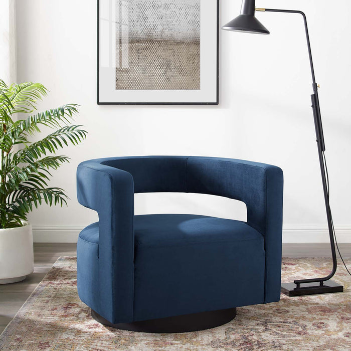 Modway Spin Cutaway Velvet Swivel Accent Armchair