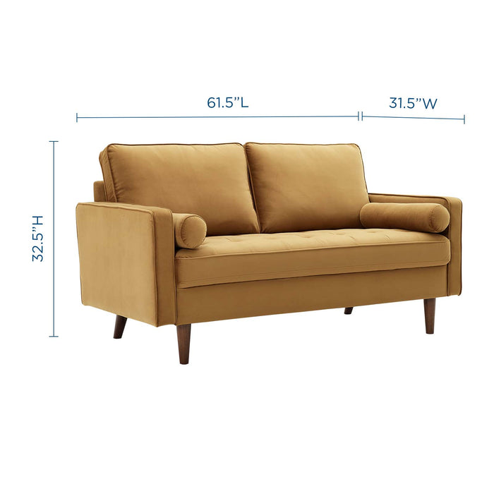 Modway Valour Mid-Century Modern Velvet Loveseat