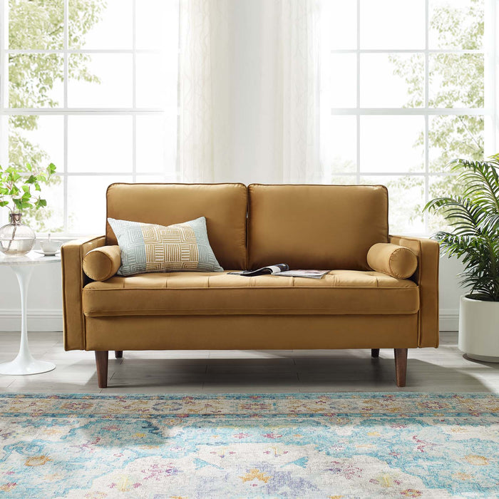 Modway Valour Mid-Century Modern Velvet Loveseat