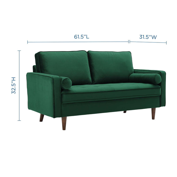 Modway Valour Mid-Century Modern Velvet Loveseat