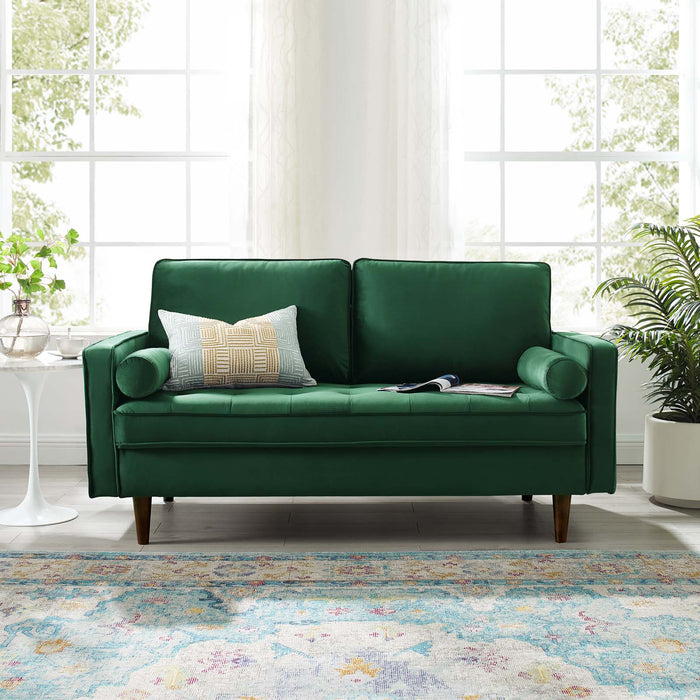 Modway Valour Mid-Century Modern Velvet Loveseat