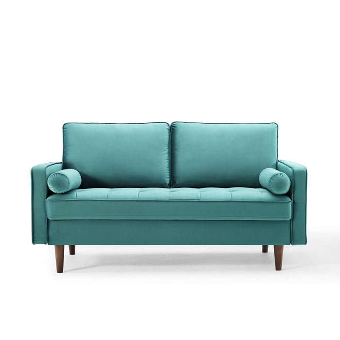 Modway Valour Mid-Century Modern Velvet Loveseat