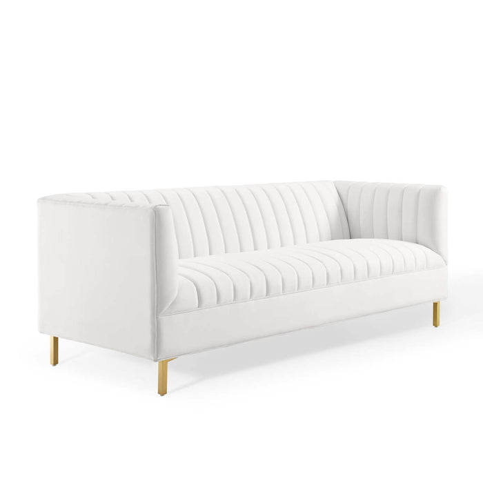 Modway Shift Channel Tufted Modern Velvet Sofa 