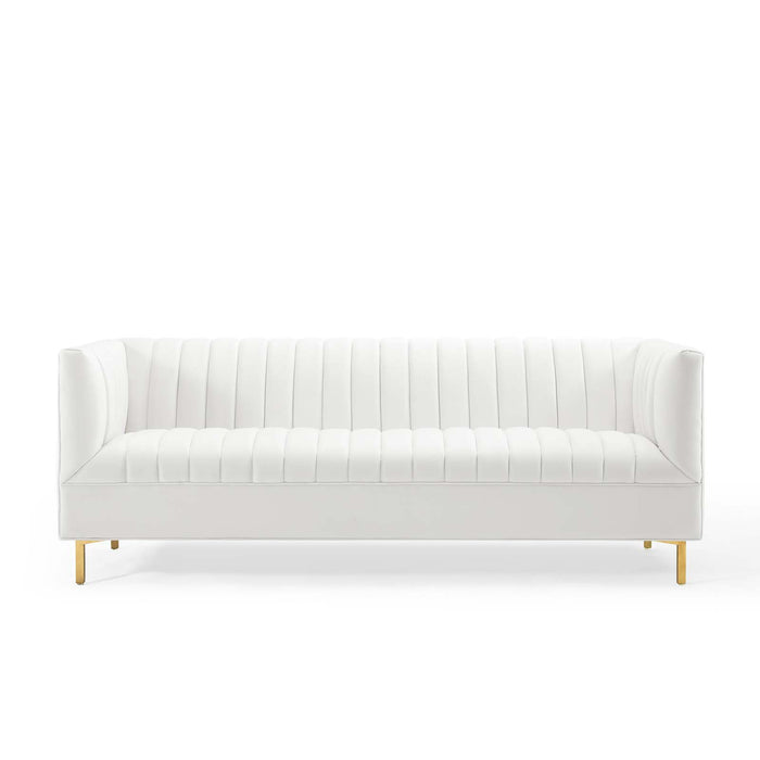 Modway Shift Channel Tufted Modern Velvet Sofa 