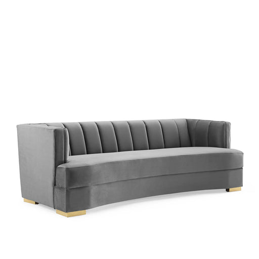 Modway Encompass Channel Tufted Velvet Curved Sofa 