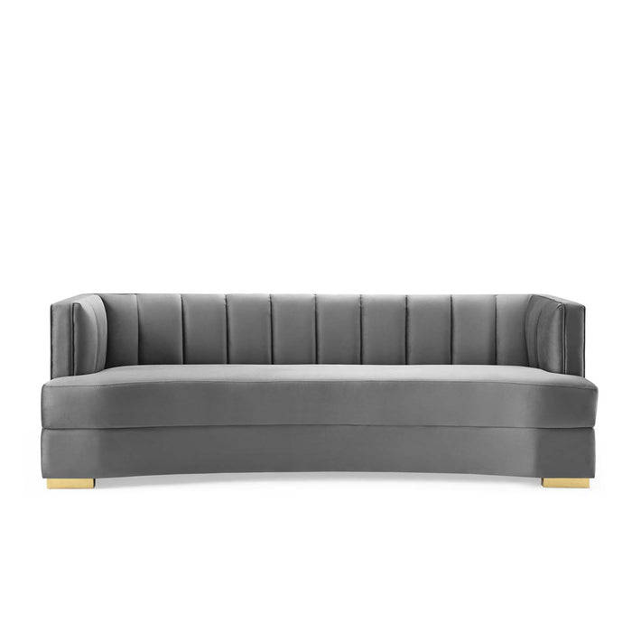 Modway Encompass Channel Tufted Velvet Curved Sofa 