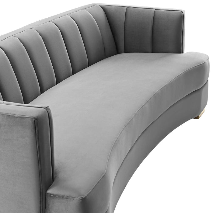 Modway Encompass Channel Tufted Velvet Curved Sofa 